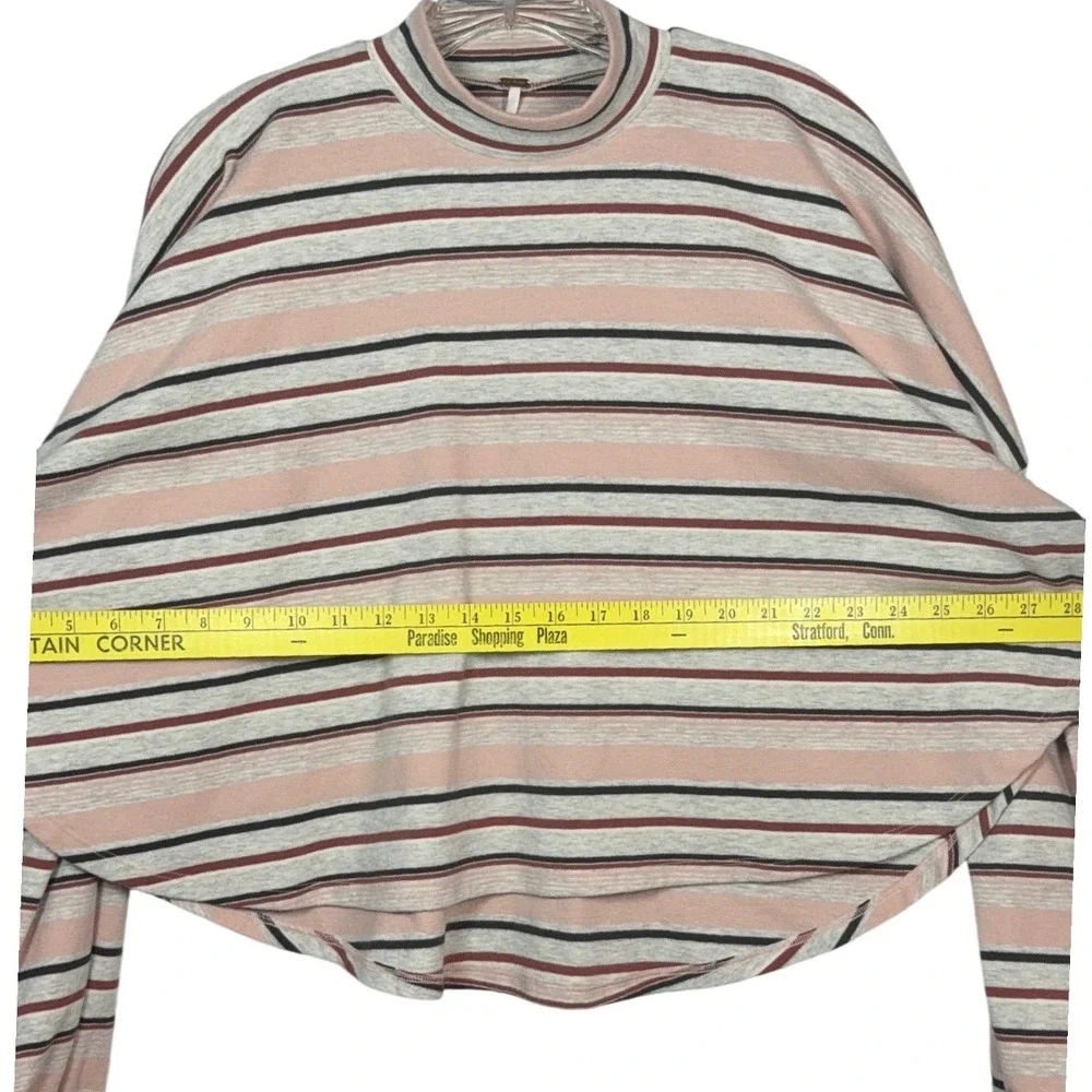 FREE PEOPLE Women's Steph Stripe Mock Neck Shirt Neutral Combo Size Medium - Picture 4 of 7